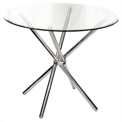 round glass table-cross leg on rent